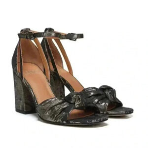 Franco Sarto Black Floral Ankle Strap Sandals Size 7M Heels Dress Shoes